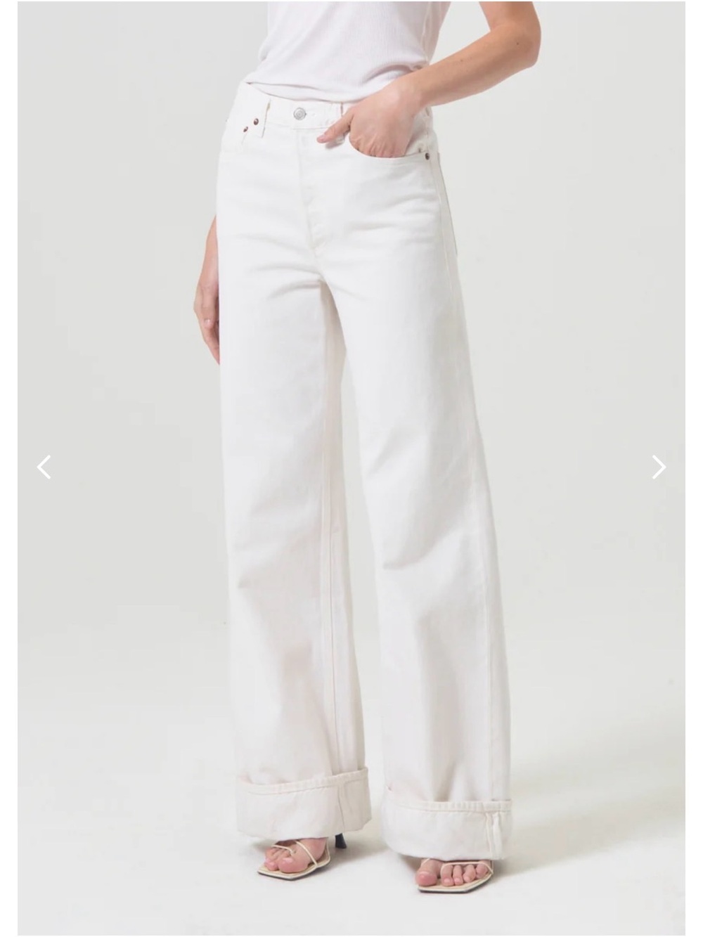 NWT Agolde White High-Rise Wide-Leg Jeans
